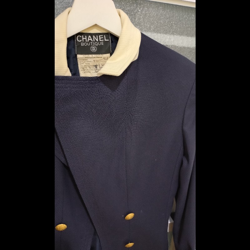Chanel 白領深藍長版外套-3
