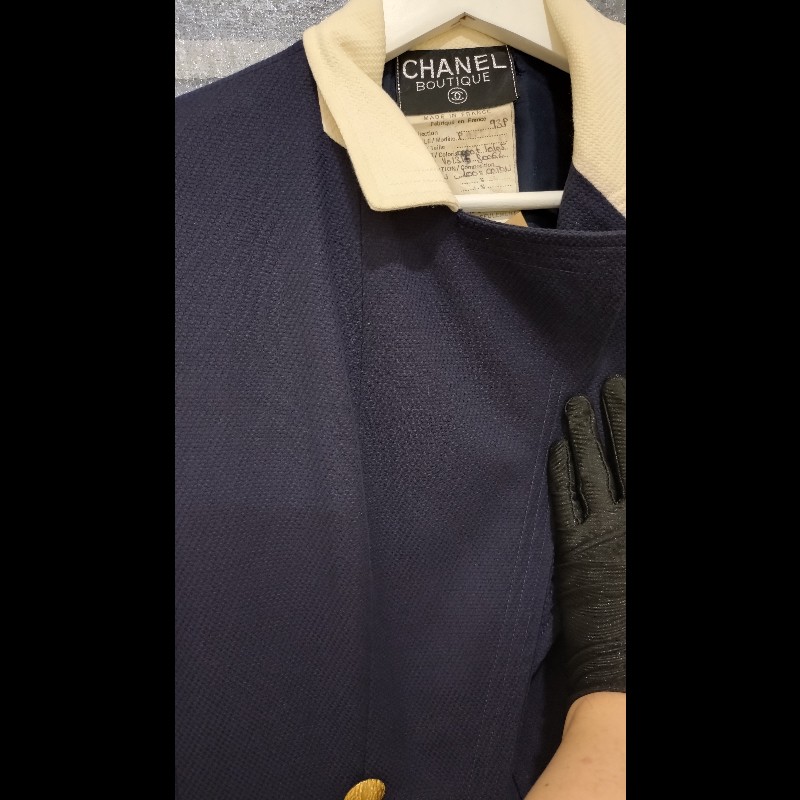 Chanel 白領深藍長版外套-4