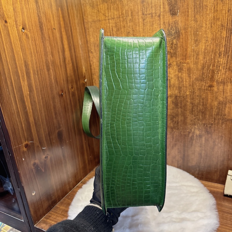 翠綠鱷魚紋手提包-2