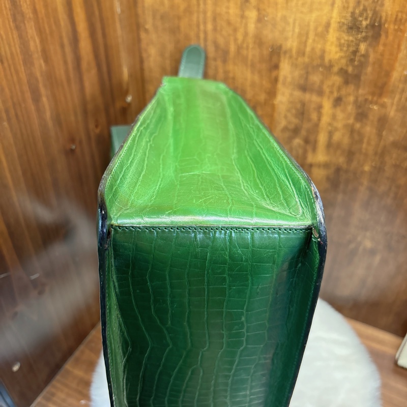 翠綠鱷魚紋手提包-3