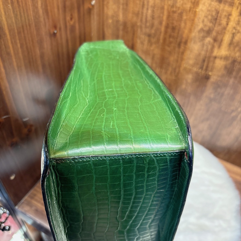 翠綠鱷魚紋手提包-4