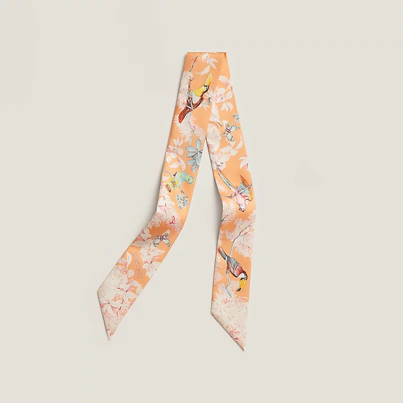 全新愛馬仕twilly 新款 Equateur Twilly絲巾 杏桃色 / 奶油色 / 多色-0