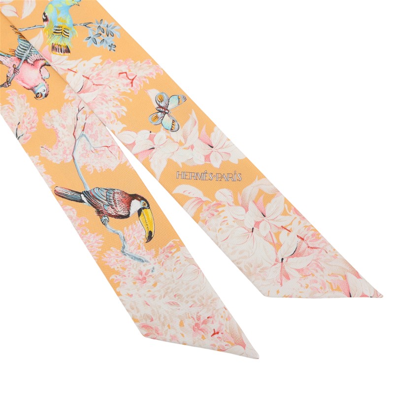 全新愛馬仕twilly 新款 Equateur Twilly絲巾 杏桃色 / 奶油色 / 多色-3