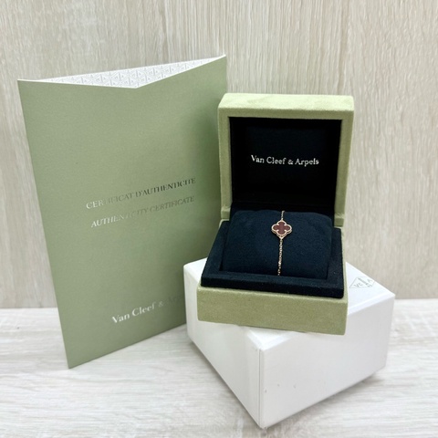 VCA紅玉髓四葉草Sweet Alhambra18k玫瑰金手鍊ARN59K00