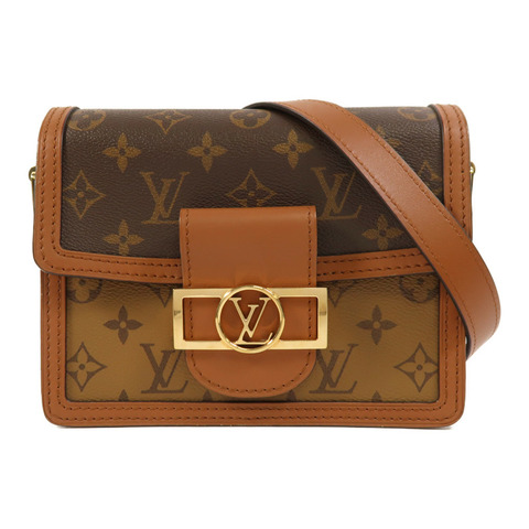 LOUIS VUITTON Monogram Reverse Mini Dauphine金扣肩背袋