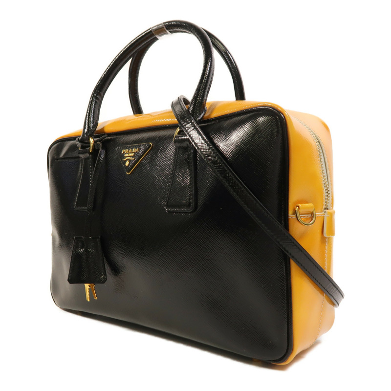 PRADA 漆皮皮革2 Way Shoulder金扣手挽肩背兩用袋-2