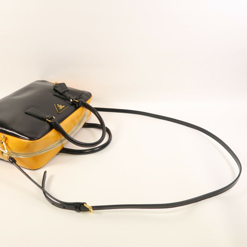 PRADA 漆皮皮革2 Way Shoulder金扣手挽肩背兩用袋-7