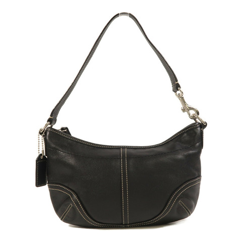 COACH 牛皮皮革Hand Bag銀扣肩背袋