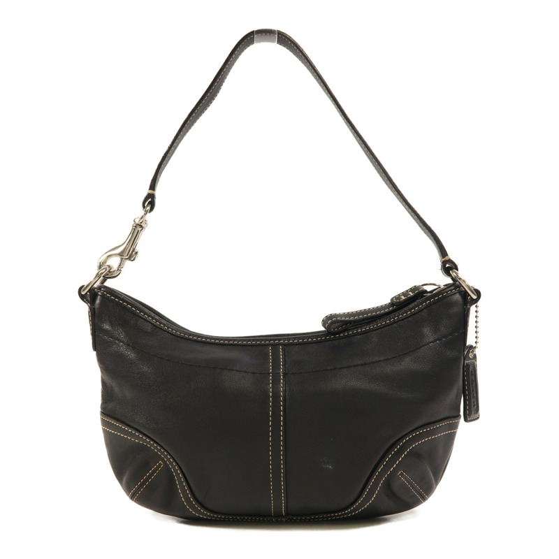 COACH 牛皮皮革Hand Bag銀扣肩背袋-1