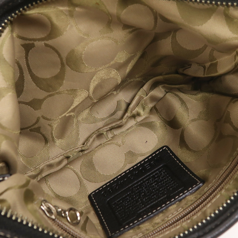 COACH 牛皮皮革Hand Bag銀扣肩背袋-4