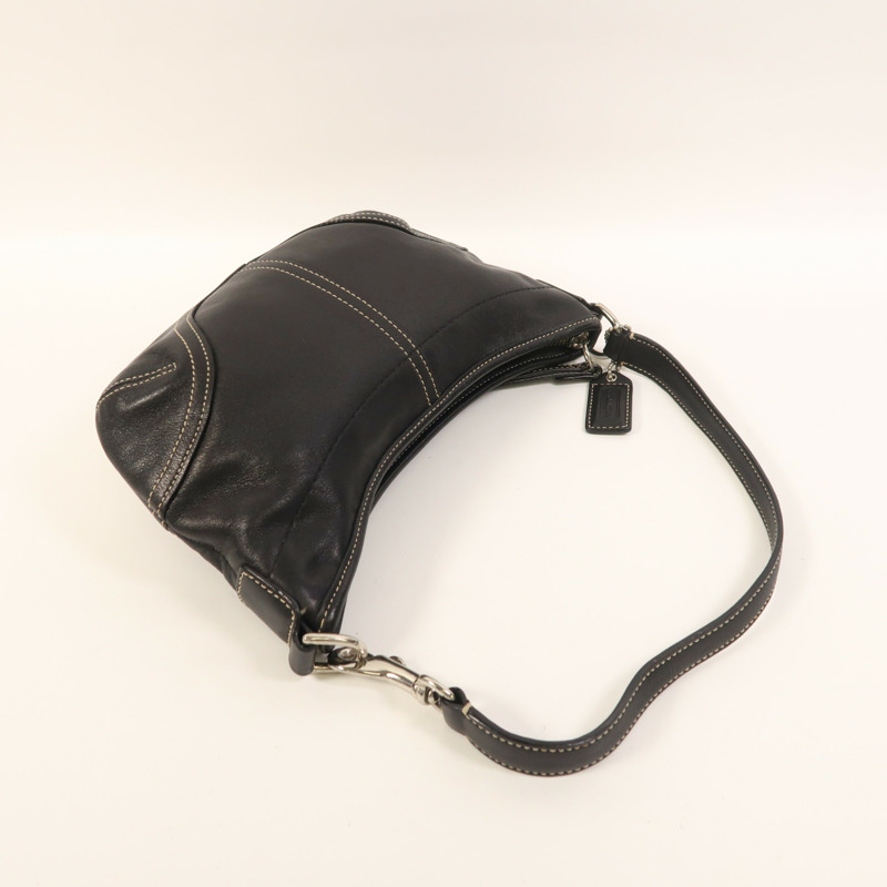 COACH 牛皮皮革Hand Bag銀扣肩背袋-6