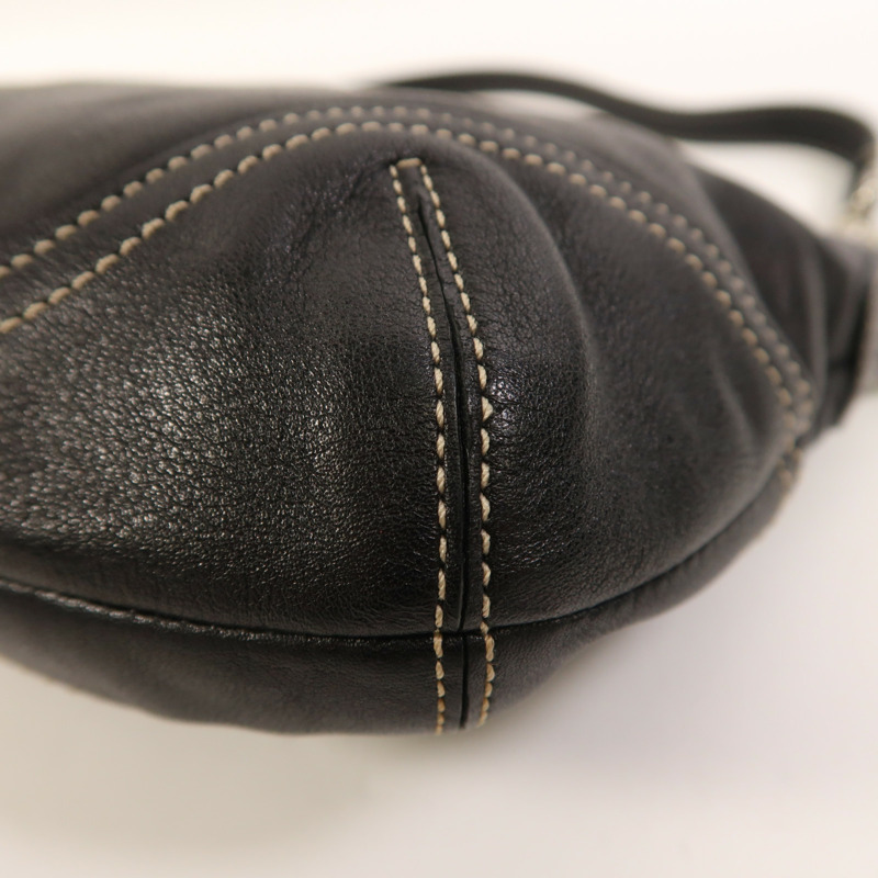 COACH 牛皮皮革Hand Bag銀扣肩背袋-7