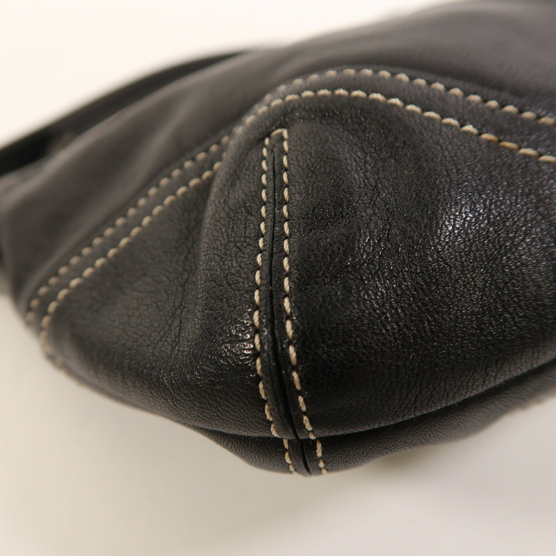 COACH 牛皮皮革Hand Bag銀扣肩背袋-8