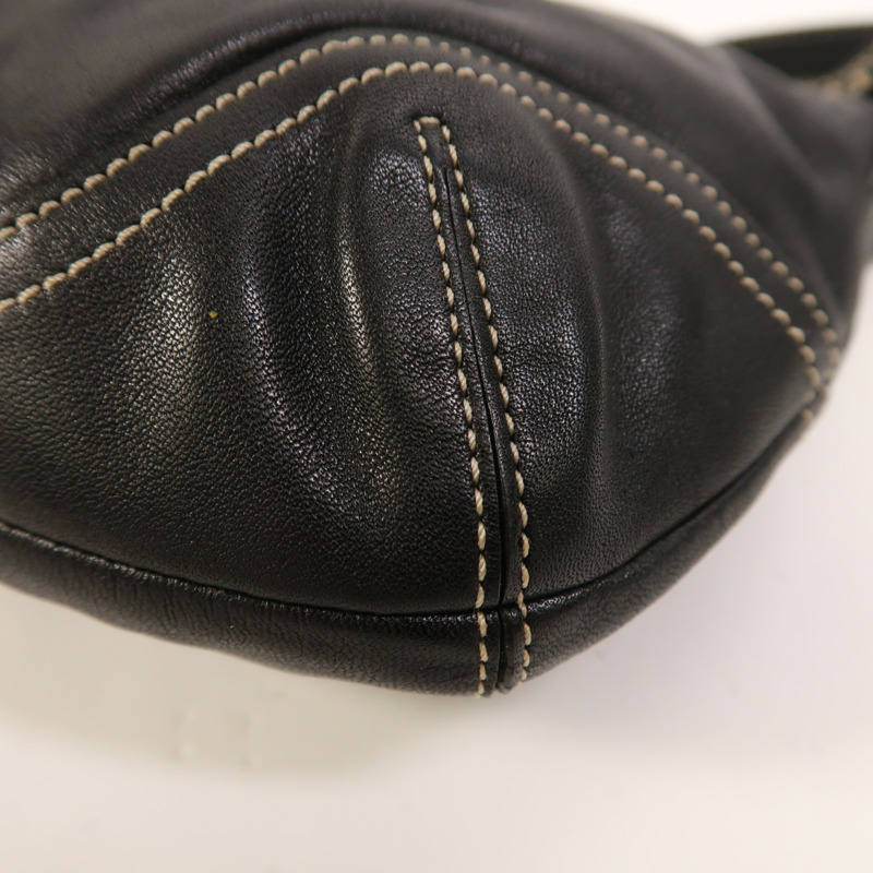 COACH 牛皮皮革Hand Bag銀扣肩背袋-9