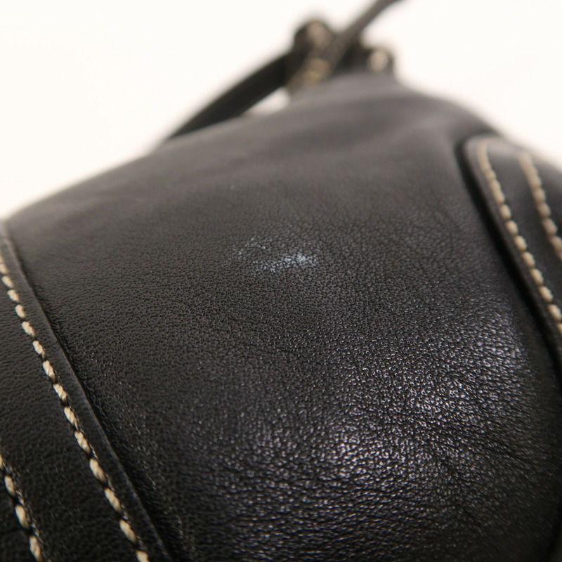 COACH 牛皮皮革Hand Bag銀扣肩背袋-11