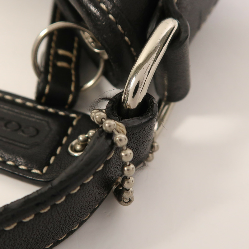 COACH 牛皮皮革Hand Bag銀扣肩背袋-13