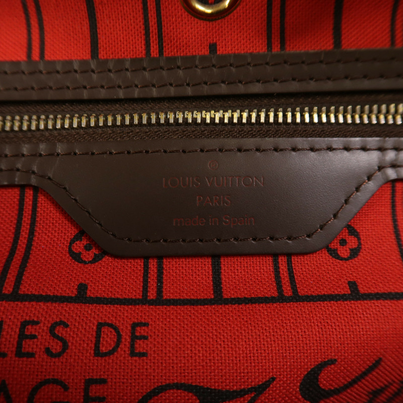 LOUIS VUITTON Damier Neverfull MM金扣肩背袋/手挽袋-6