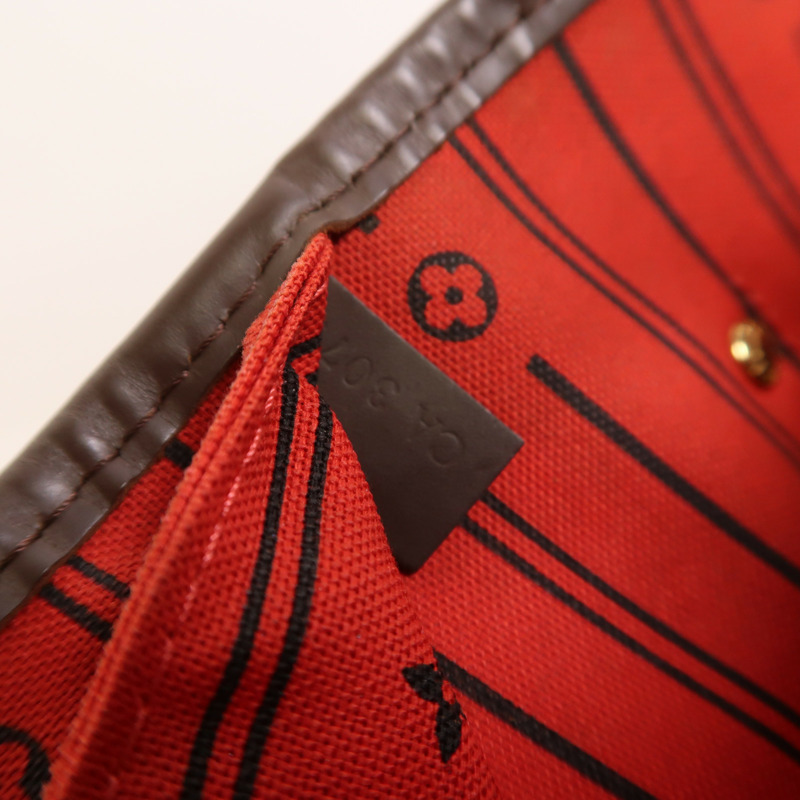 LOUIS VUITTON Damier Neverfull MM金扣肩背袋/手挽袋-7