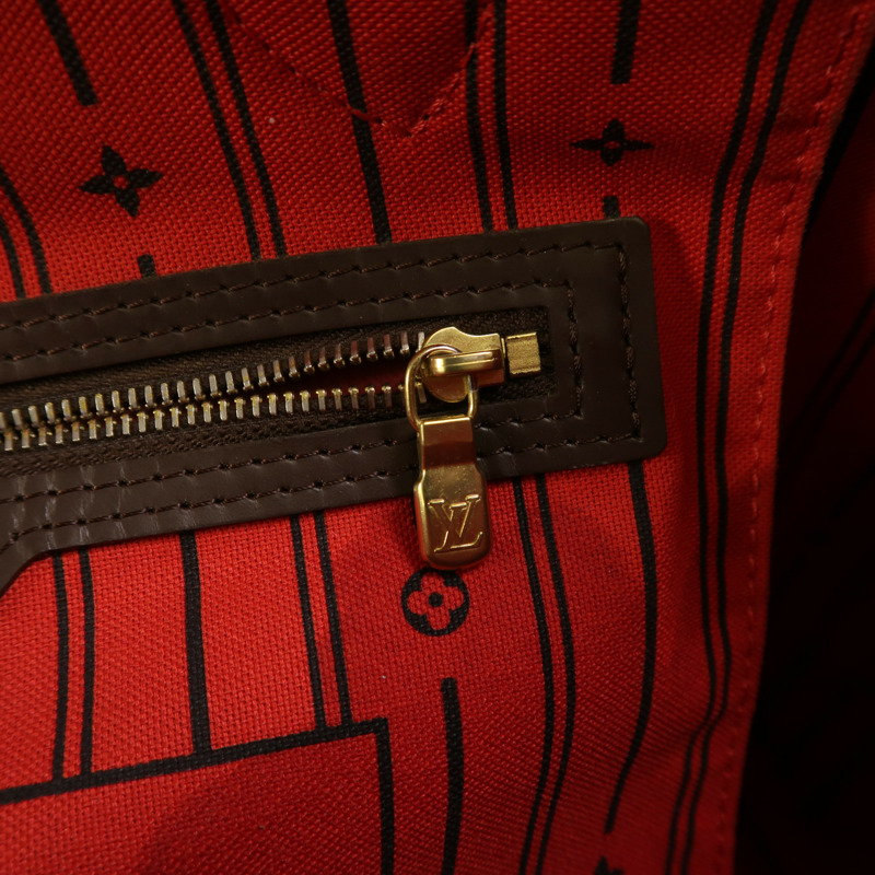 LOUIS VUITTON Damier Neverfull MM金扣肩背袋/手挽袋-20
