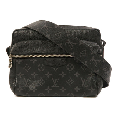 LOUIS VUITTON Monogram Eclipse/Taiga Outdoor Messenger銀扣肩背袋