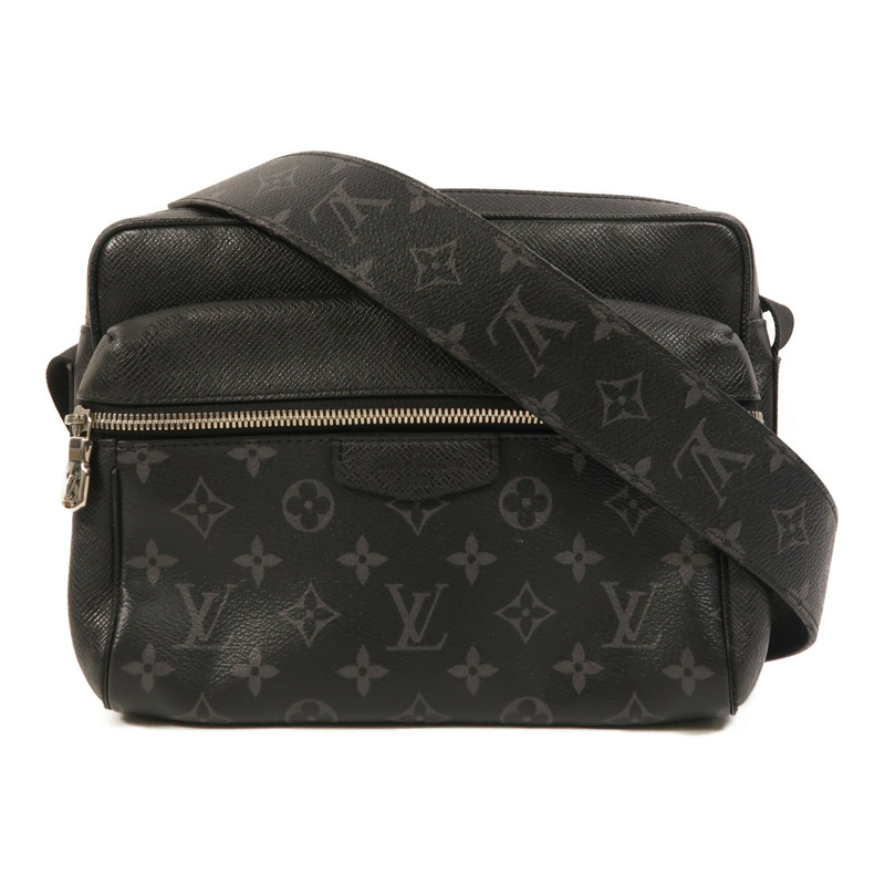LOUIS VUITTON Monogram Eclipse/Taiga Outdoor Messenger銀扣肩背袋-0