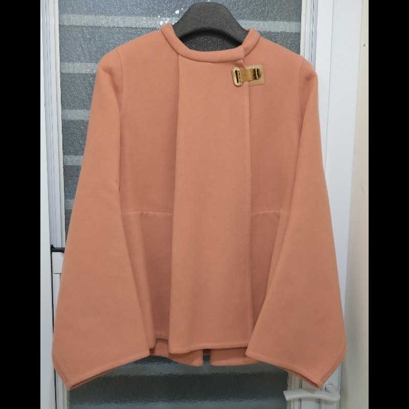 Hermes 粉膚色 cashmere 單釦外套-0