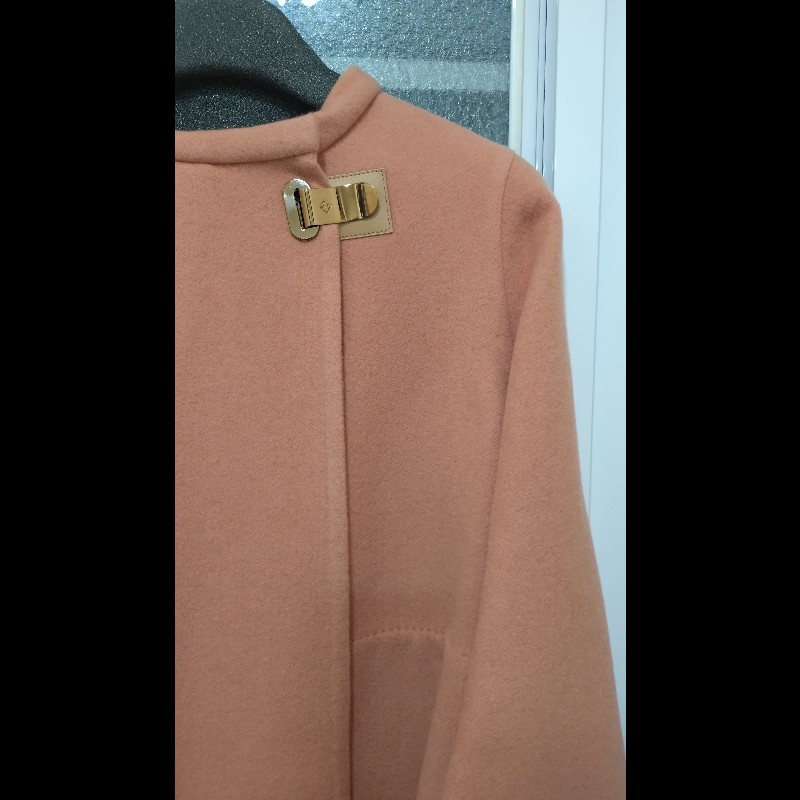 Hermes 粉膚色 cashmere 單釦外套-3