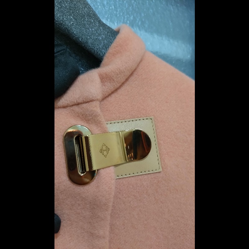 Hermes 粉膚色 cashmere 單釦外套-4