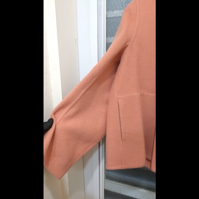 Hermes 粉膚色 cashmere 單釦外套-7