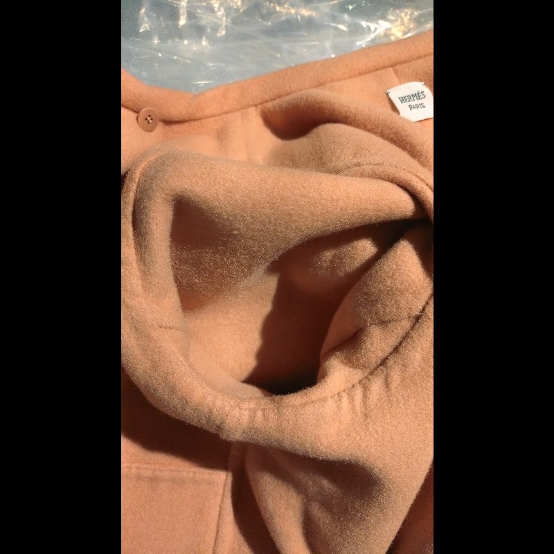 Hermes 粉膚色 cashmere 單釦外套-15