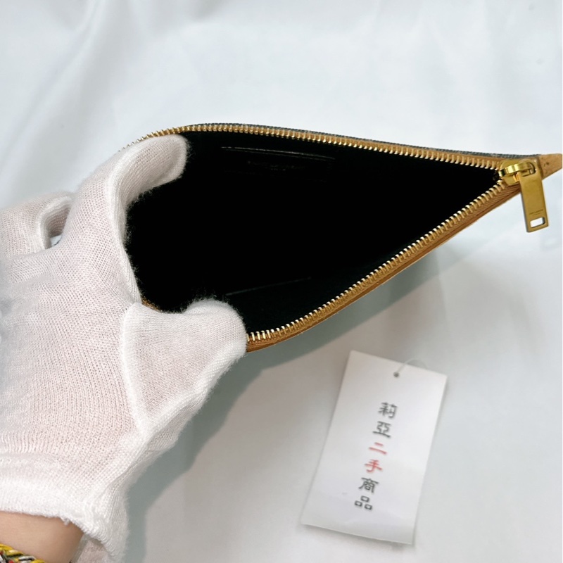 莉亞精品♡Ysl 棕牛仔老花手拿包 二手美品-11