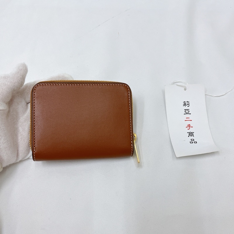 莉亞精品♡ Celine 凱旋門拉鍊短夾 棕 二手美品-2