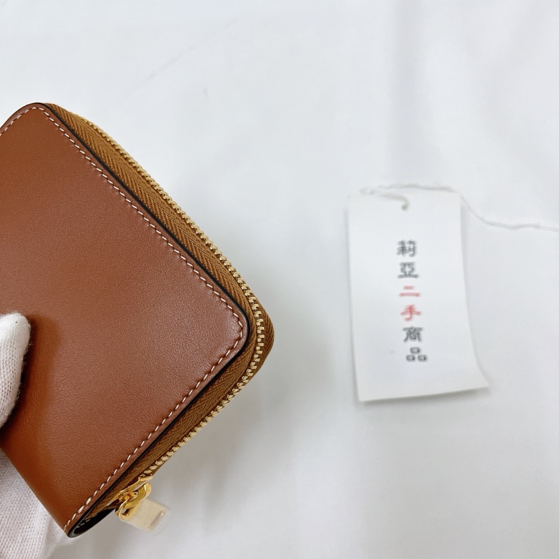 莉亞精品♡ Celine 凱旋門拉鍊短夾 棕 二手美品-7