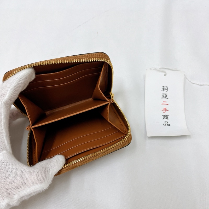 莉亞精品♡ Celine 凱旋門拉鍊短夾 棕 二手美品-11