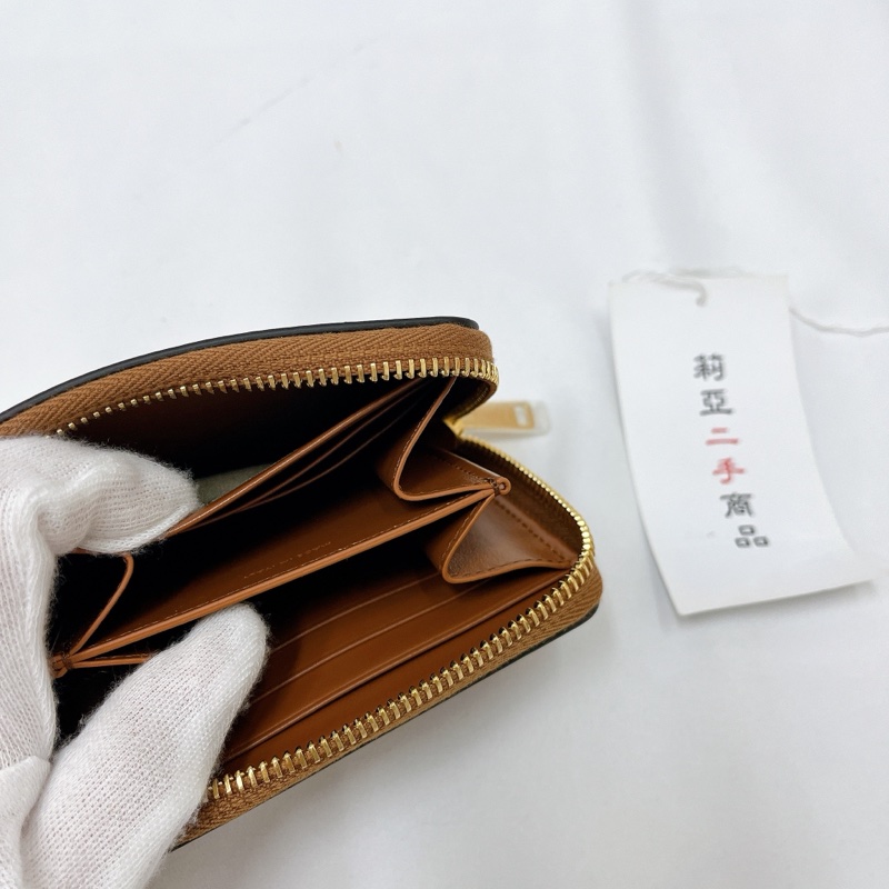 莉亞精品♡ Celine 凱旋門拉鍊短夾 棕 二手美品-12