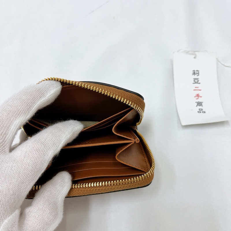 莉亞精品♡ Celine 凱旋門拉鍊短夾 棕 二手美品-13