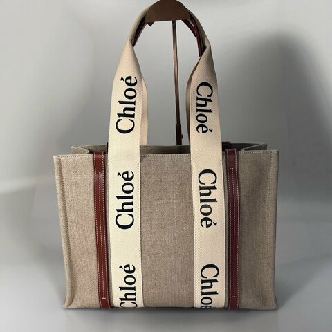CHLOE 帆布WOODY托特包 中號