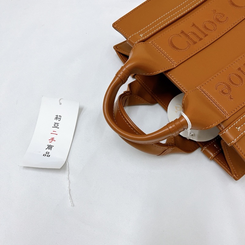 莉亞精品♡ Chloe Woody Small 焦糖皮革托特包 二手美包-12