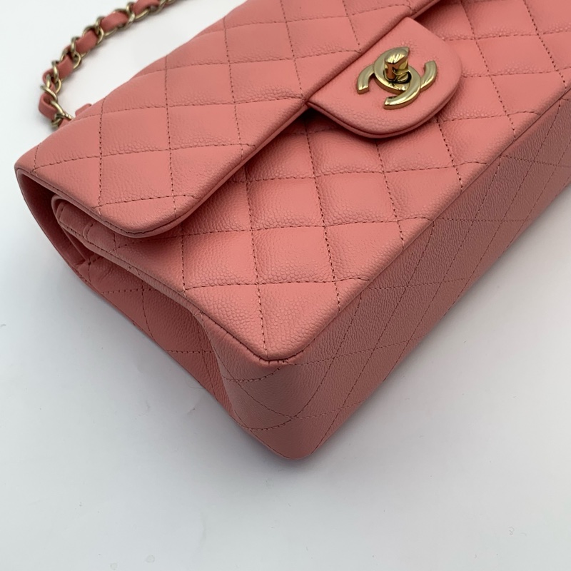🎀情人節必備禮物✨Chanel CF小號 荔枝紋牛皮珊瑚粉classic handbag-3