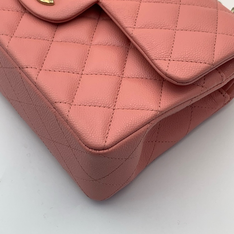 🎀情人節必備禮物✨Chanel CF小號 荔枝紋牛皮珊瑚粉classic handbag-4