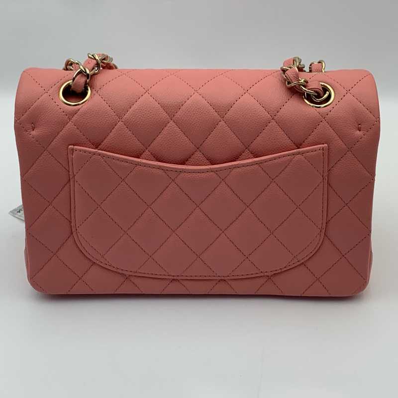 🎀情人節必備禮物✨Chanel CF小號 荔枝紋牛皮珊瑚粉classic handbag-5