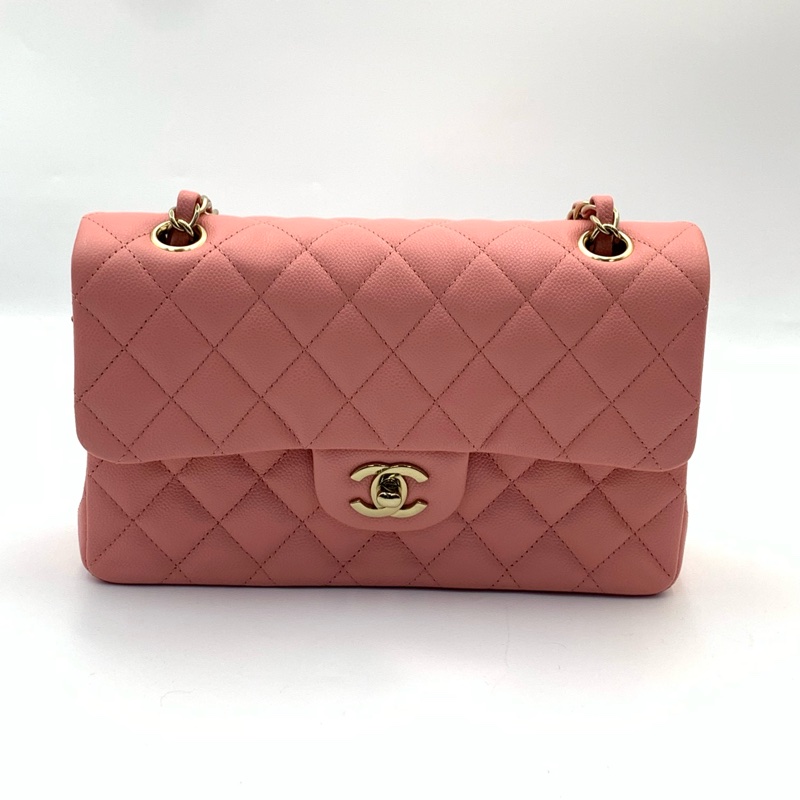 🎀情人節必備禮物✨Chanel CF小號 荔枝紋牛皮珊瑚粉classic handbag-6