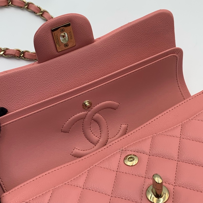 🎀情人節必備禮物✨Chanel CF小號 荔枝紋牛皮珊瑚粉classic handbag-7