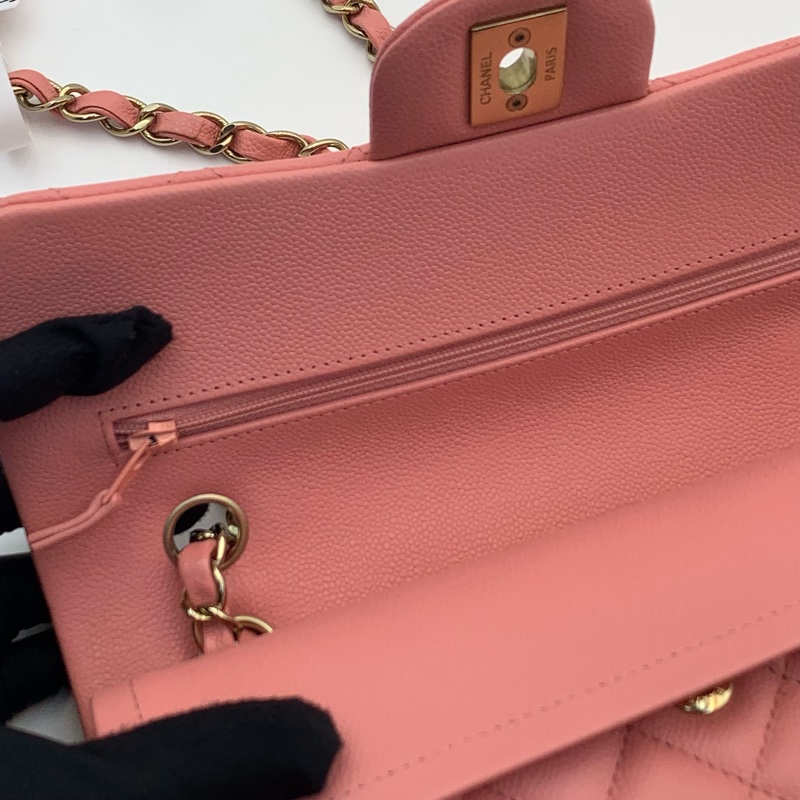 🎀情人節必備禮物✨Chanel CF小號 荔枝紋牛皮珊瑚粉classic handbag-8