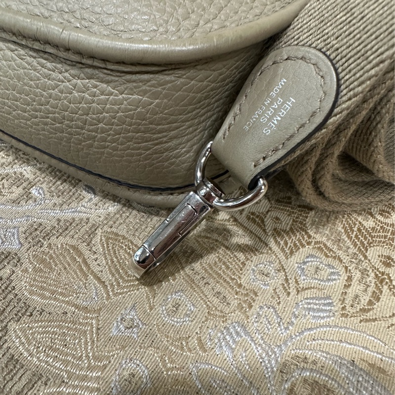 Hermes 8Q馬爾法米色Beige Marfa Clemence皮銀釦Mini Evelyne16Amazone斜背包 H069426-6
