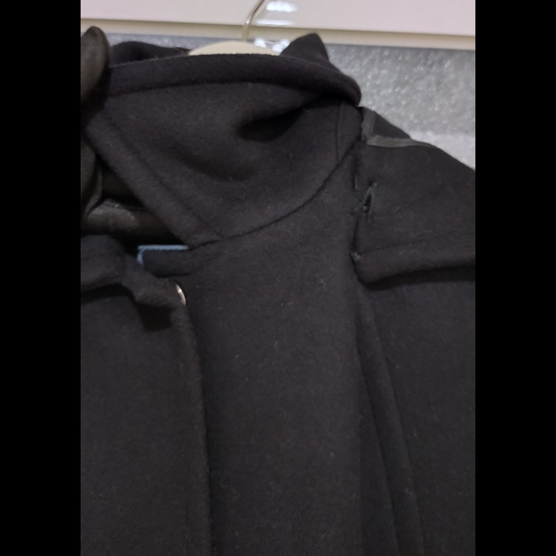 Prada 有帽黑色毛料斗篷外套-5