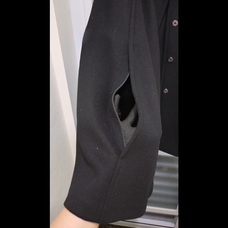 Prada 有帽黑色毛料斗篷外套-9