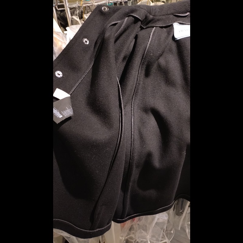 Prada 有帽黑色毛料斗篷外套-17