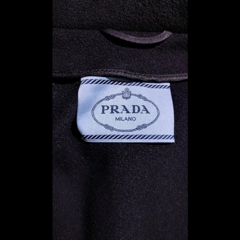 Prada 有帽黑色毛料斗篷外套-19