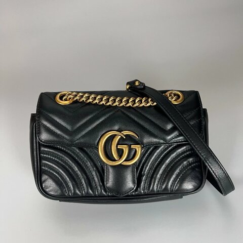 GUCCI 446744 黑Marmont掀蓋包 22CM